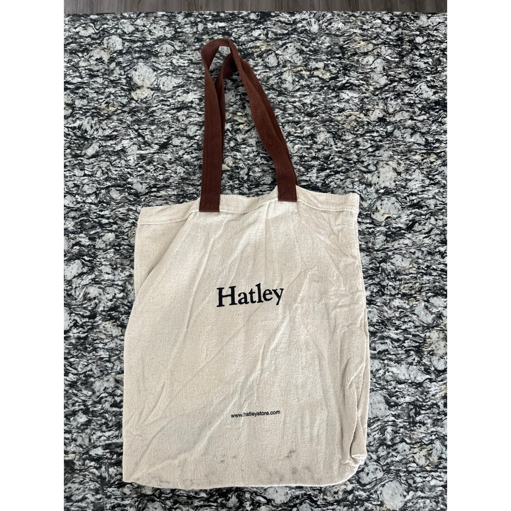 Hatley Alaska Canvas Tote Bag Cream Brown‎ Reusable Shopper Wildlife Bear Moose